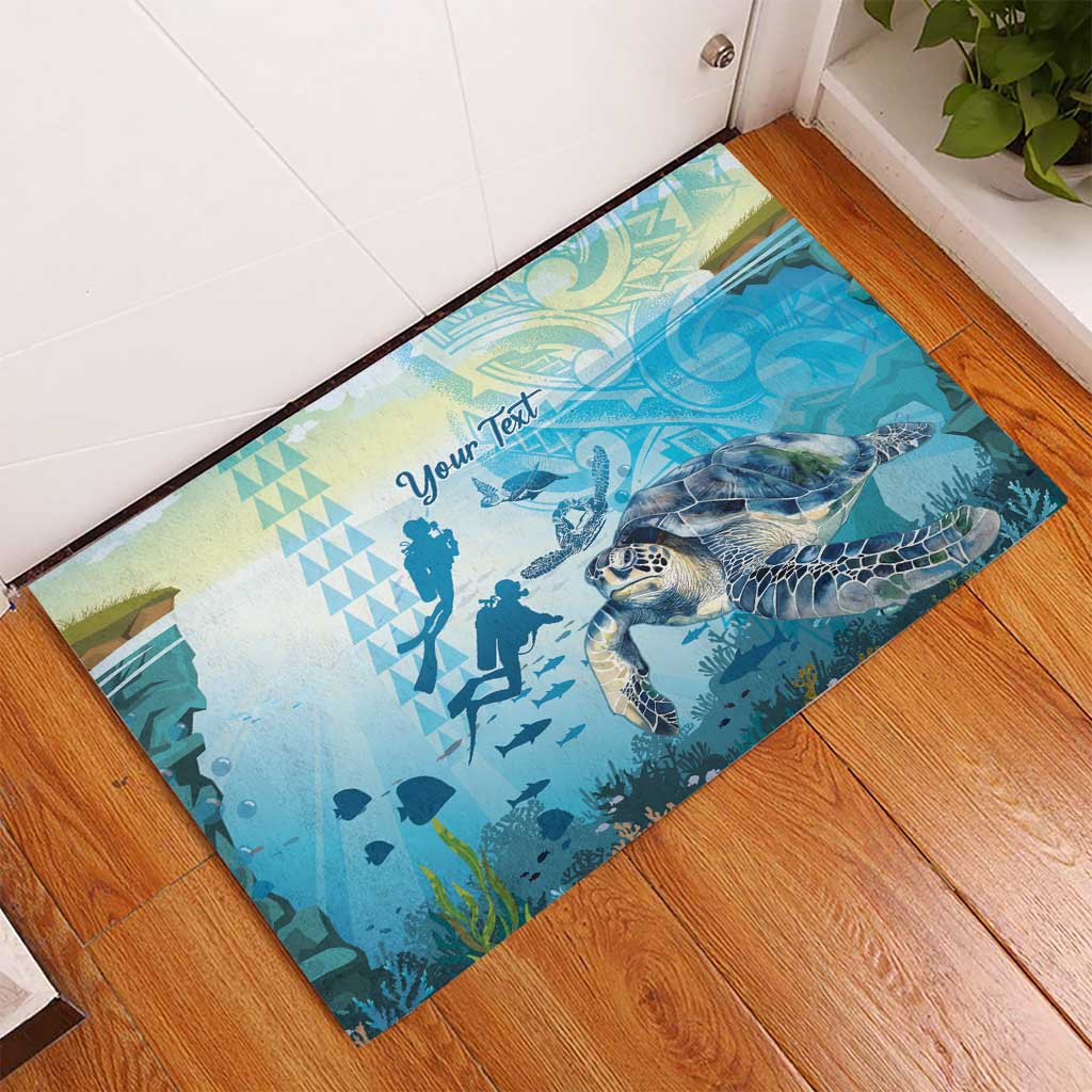 Personalized Snorkeling Hawaii Rubber Doormat Ocean Lover Hawaiian Kakau Honu Turtle