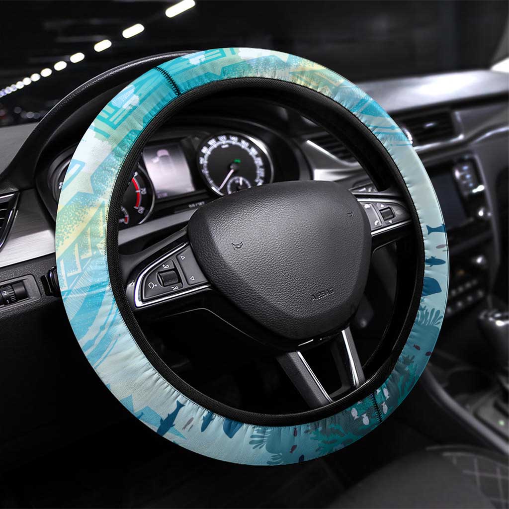 Snorkeling Hawaii Steering Wheel Cover Ocean Lover Hawaiian Kakau Honu Turtle