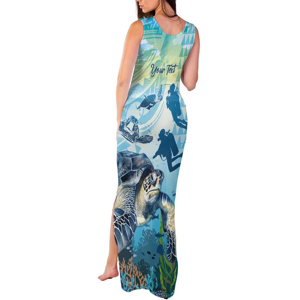 Personalized Snorkeling Hawaii Tank Maxi Dress Ocean Lover Hawaiian Kakau Honu Turtle