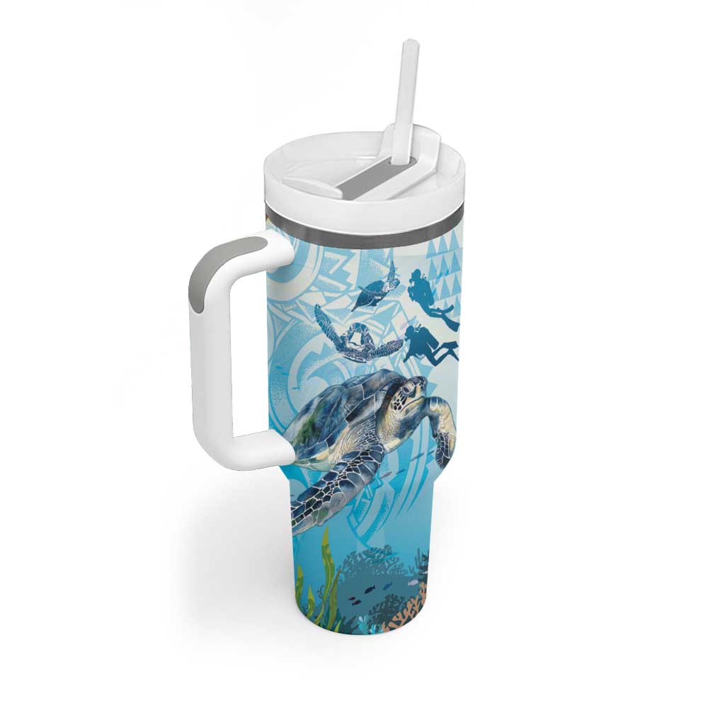 Personalized Snorkeling Hawaii Tumbler With Handle Ocean Lover Hawaiian Kakau Honu Turtle