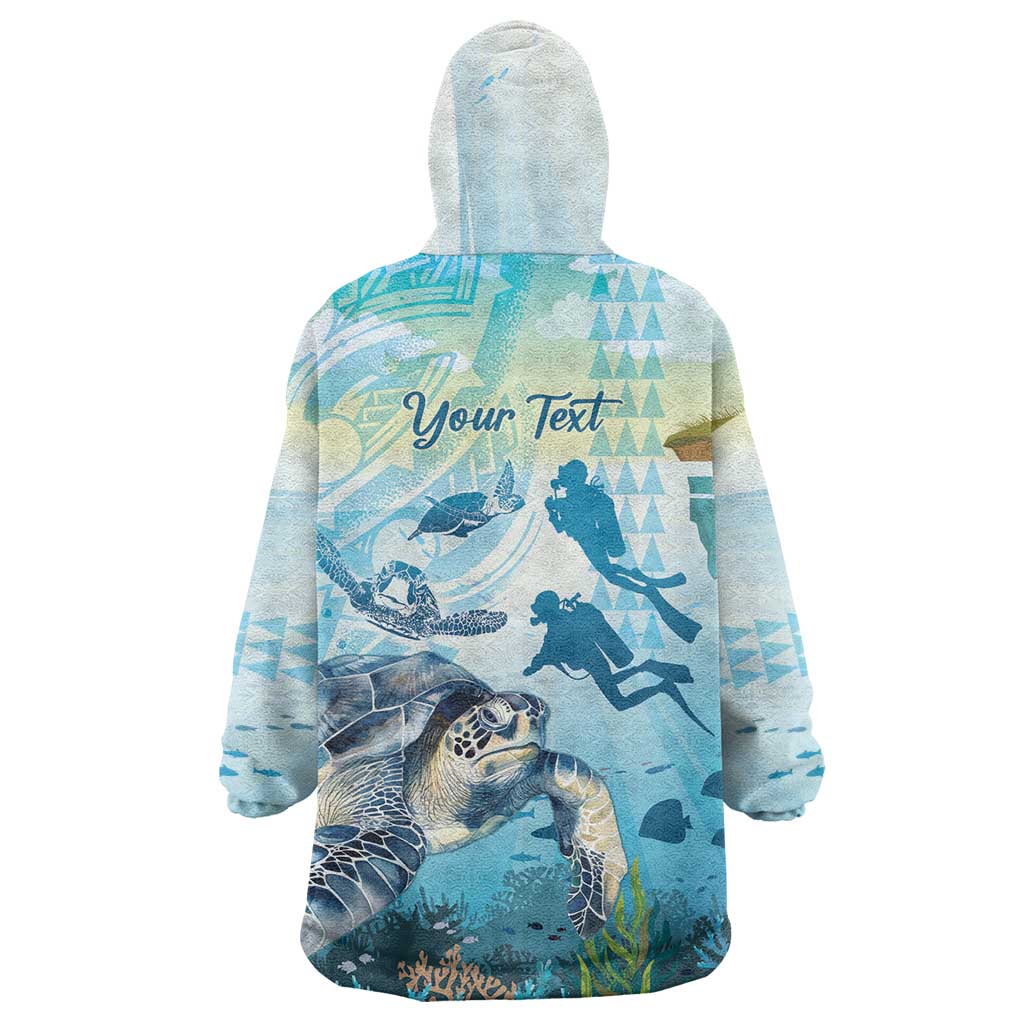 Personalized Snorkeling Hawaii Wearable Blanket Hoodie Ocean Lover Hawaiian Kakau Honu Turtle