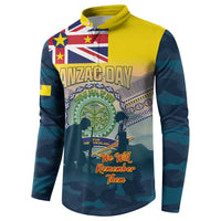 Niue ANZAC Day Button Sweatshirt We Will Remember Them Camouflage Style