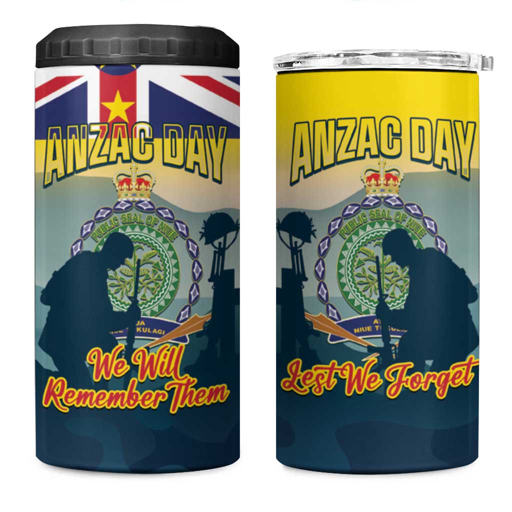 Niue ANZAC Day 4 in 1 Can Cooler Tumbler We Will Remember Them Camouflage Style