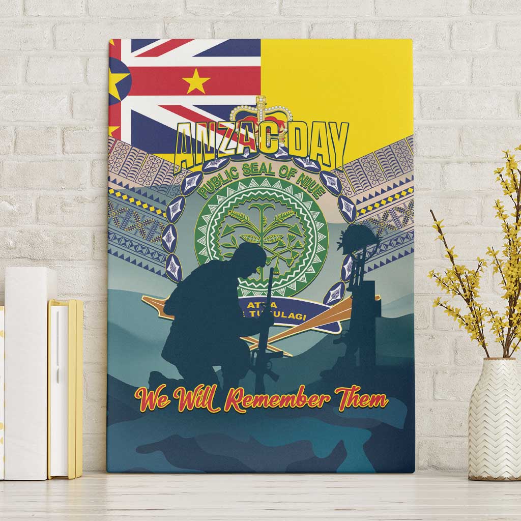 Niue ANZAC Day Canvas Wall Art We Will Remember Them Camouflage Style