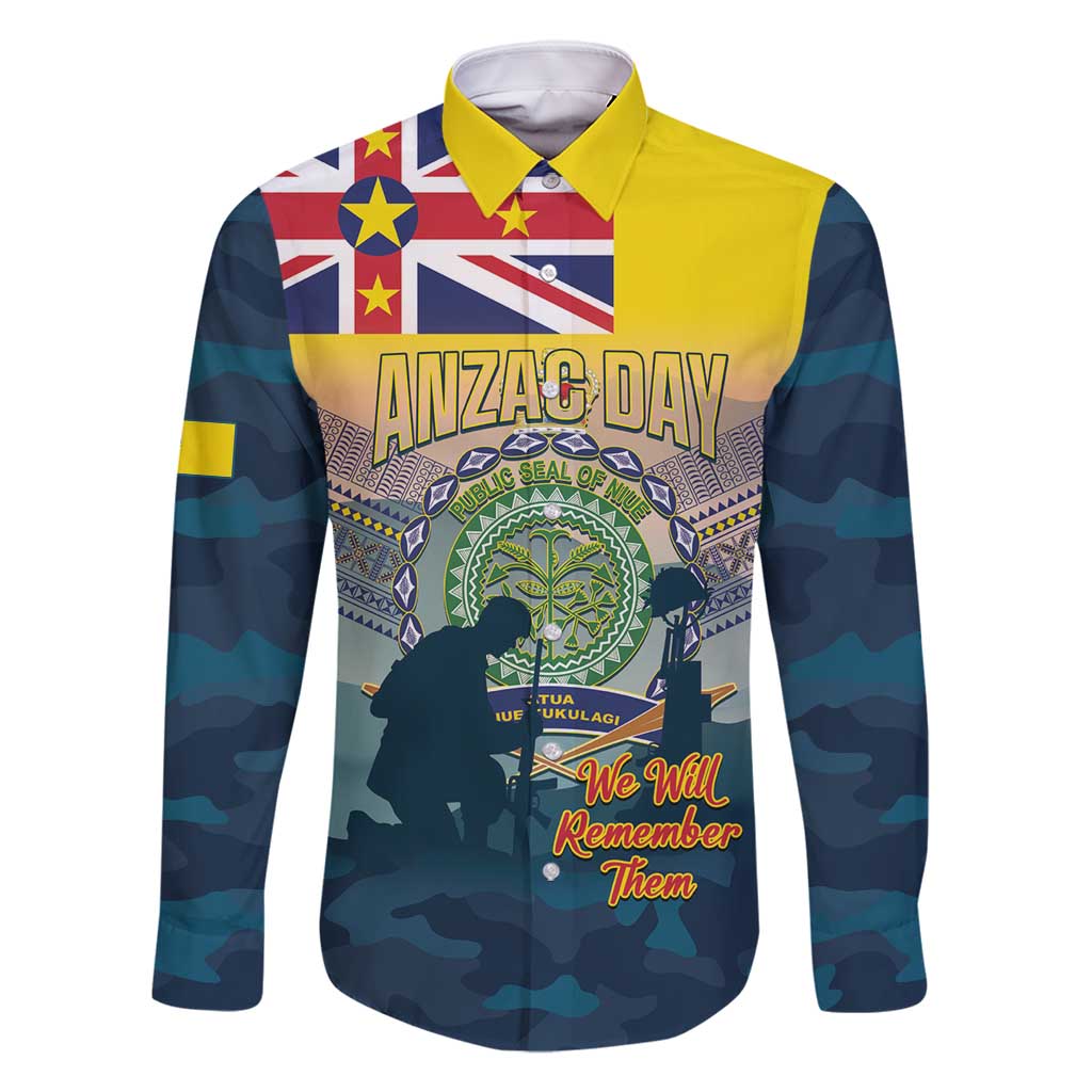 Niue ANZAC Day Family Matching Mermaid Dress and Hawaiian Shirt We Will Remember Them Camouflage Style