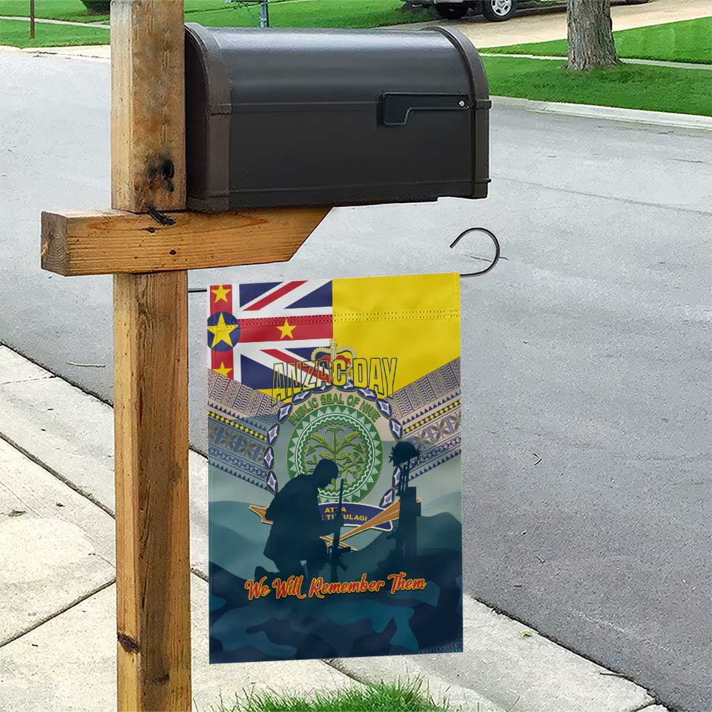 Niue ANZAC Day Garden Flag We Will Remember Them Camouflage Style