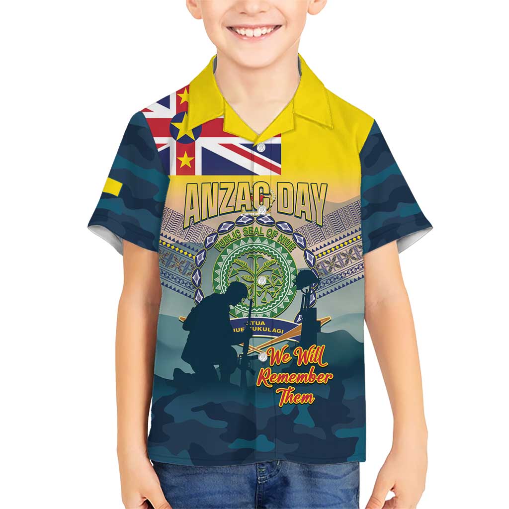 Niue ANZAC Day Hawaiian Shirt We Will Remember Them Camouflage Style