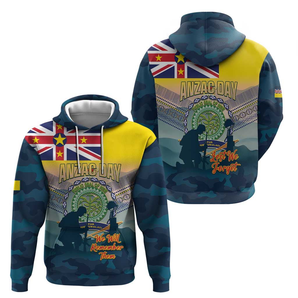 Niue ANZAC Day Hoodie We Will Remember Them Camouflage Style LT14 - Polynesian Pride