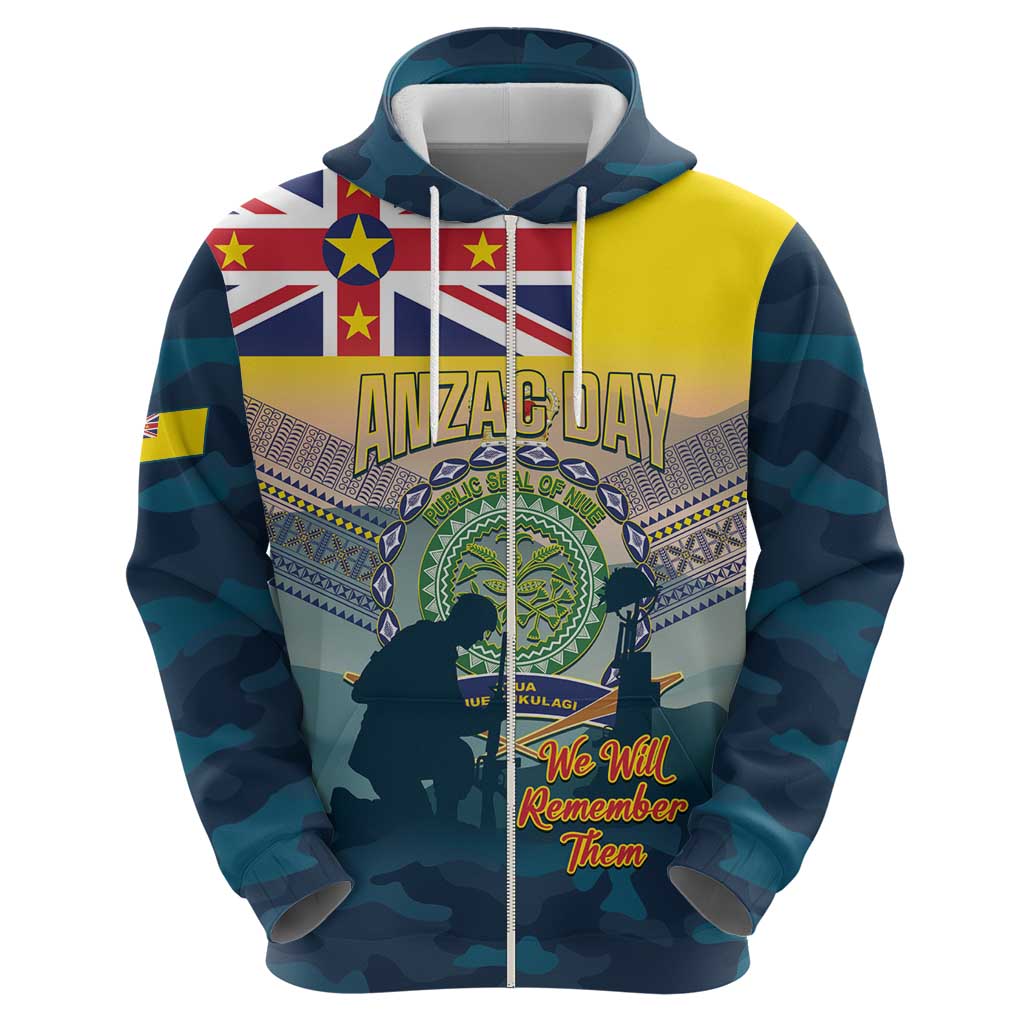 Niue ANZAC Day Hoodie We Will Remember Them Camouflage Style LT14 - Polynesian Pride