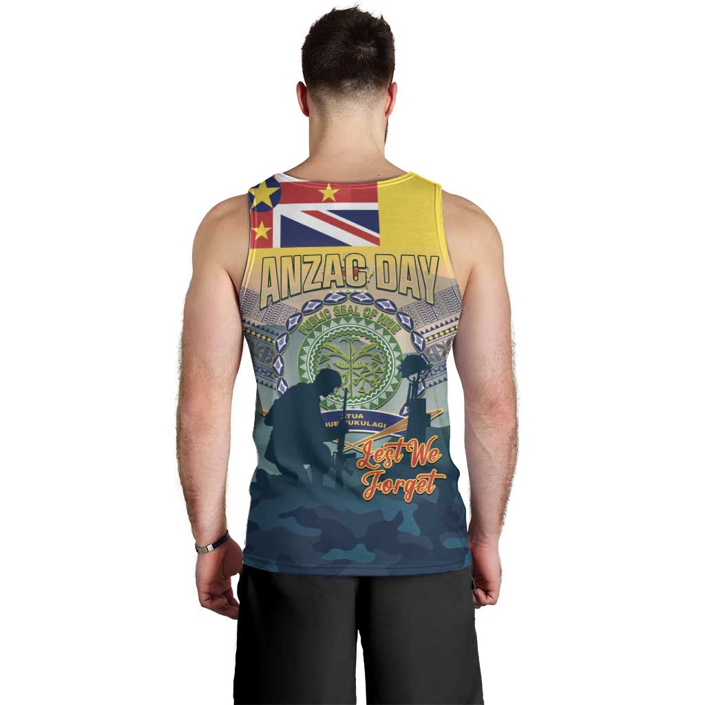 Niue ANZAC Day Men Tank Top We Will Remember Them Camouflage Style LT14 - Polynesian Pride