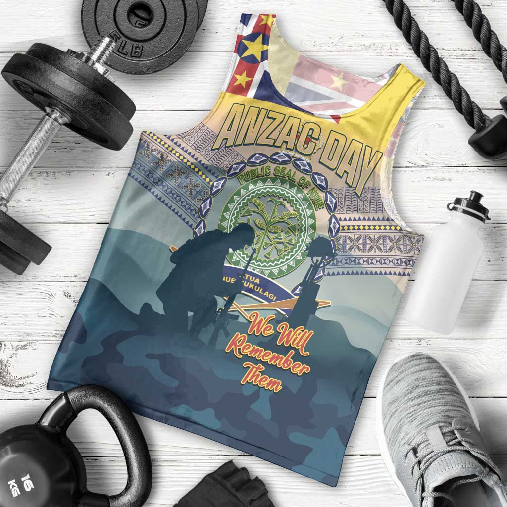 Niue ANZAC Day Men Tank Top We Will Remember Them Camouflage Style LT14 - Polynesian Pride