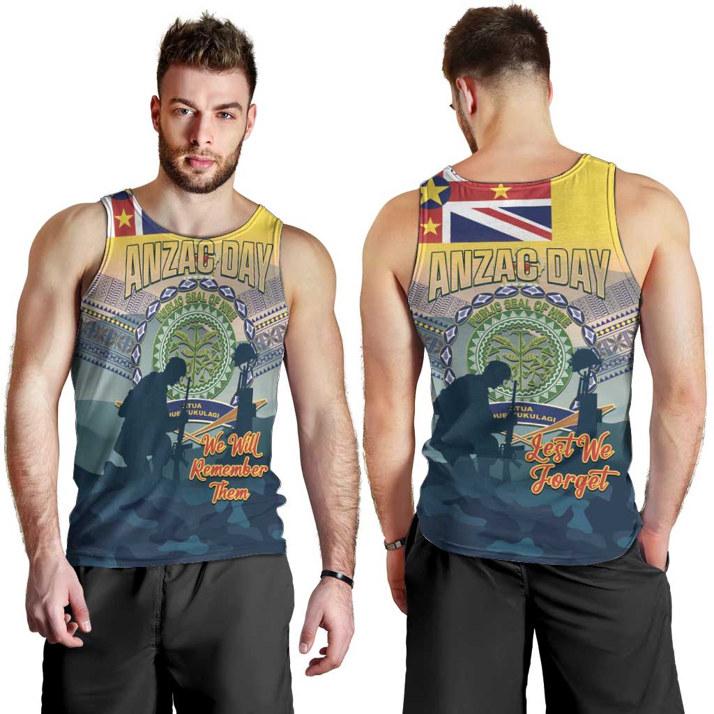 Niue ANZAC Day Men Tank Top We Will Remember Them Camouflage Style LT14 - Polynesian Pride
