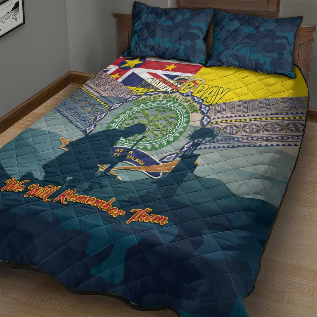Niue ANZAC Day Quilt Bed Set We Will Remember Them Camouflage Style