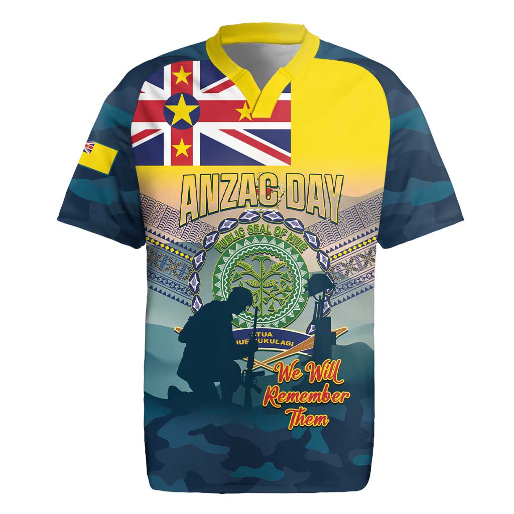 Niue ANZAC Day Rugby Jersey We Will Remember Them Camouflage Style