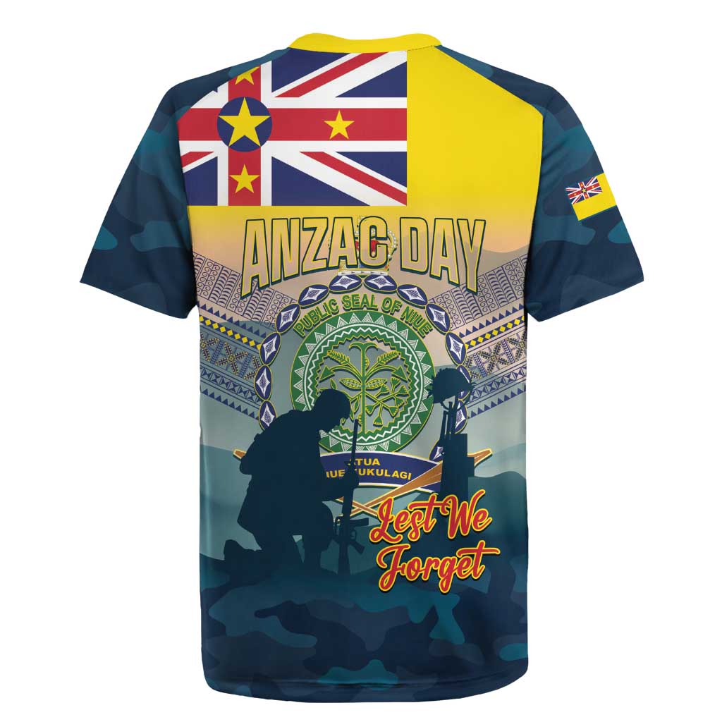 Niue ANZAC Day Rugby Jersey We Will Remember Them Camouflage Style LT14 - Polynesian Pride