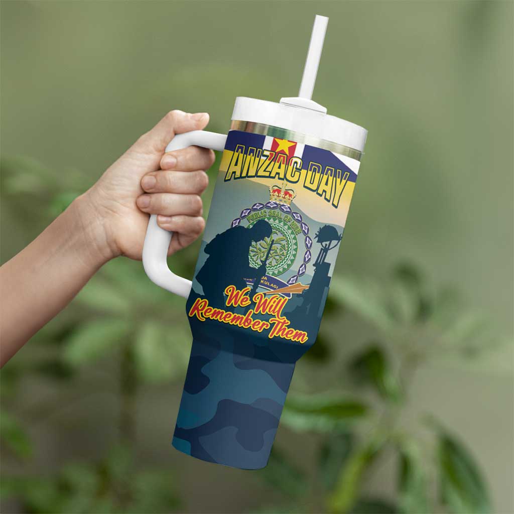 Niue ANZAC Day Tumbler With Handle We Will Remember Them Camouflage Style LT14 - Polynesian Pride