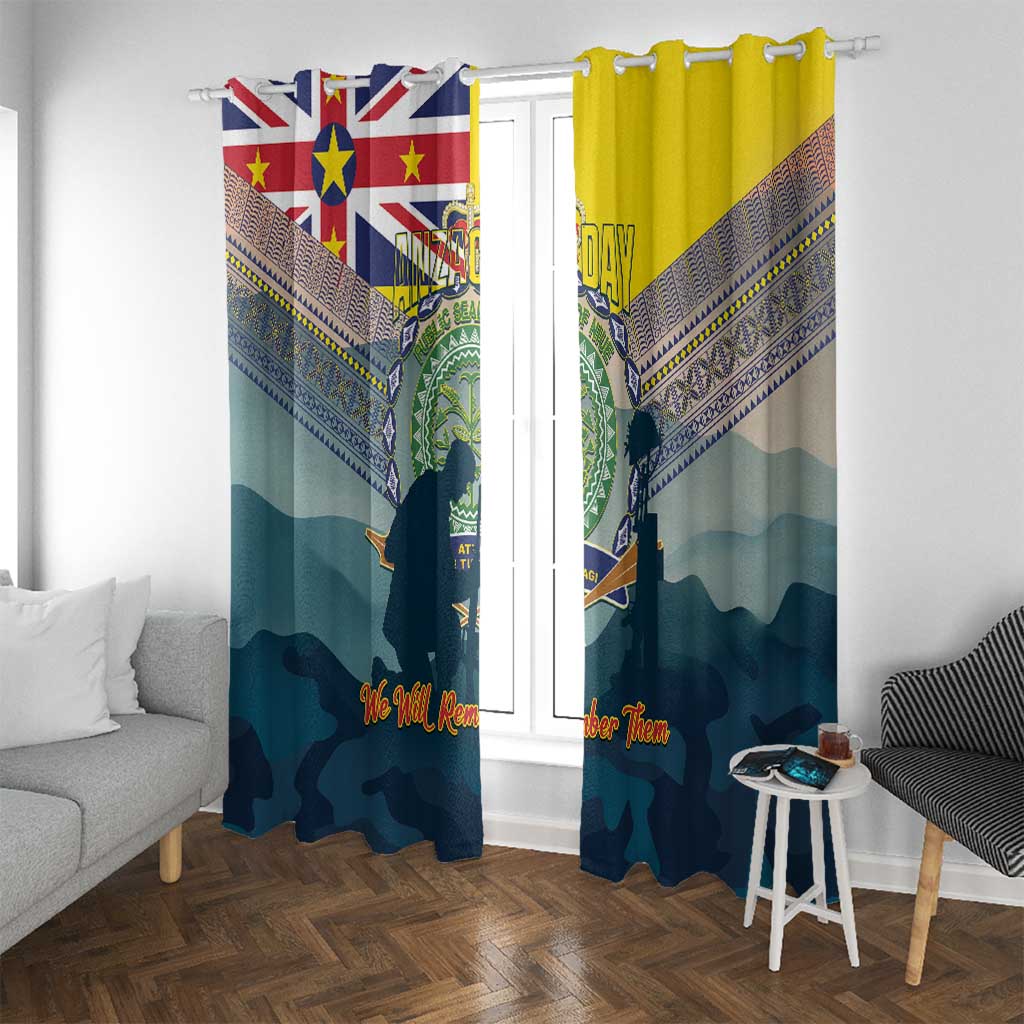 Niue ANZAC Day Window Curtain We Will Remember Them Camouflage Style