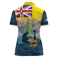 Niue ANZAC Day Women Polo Shirt We Will Remember Them Camouflage Style