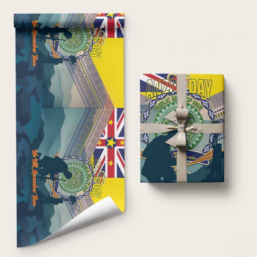 Niue ANZAC Day Wrapping Paper We Will Remember Them Camouflage Style LT14 58" × 23" Yellow - Polynesian Pride