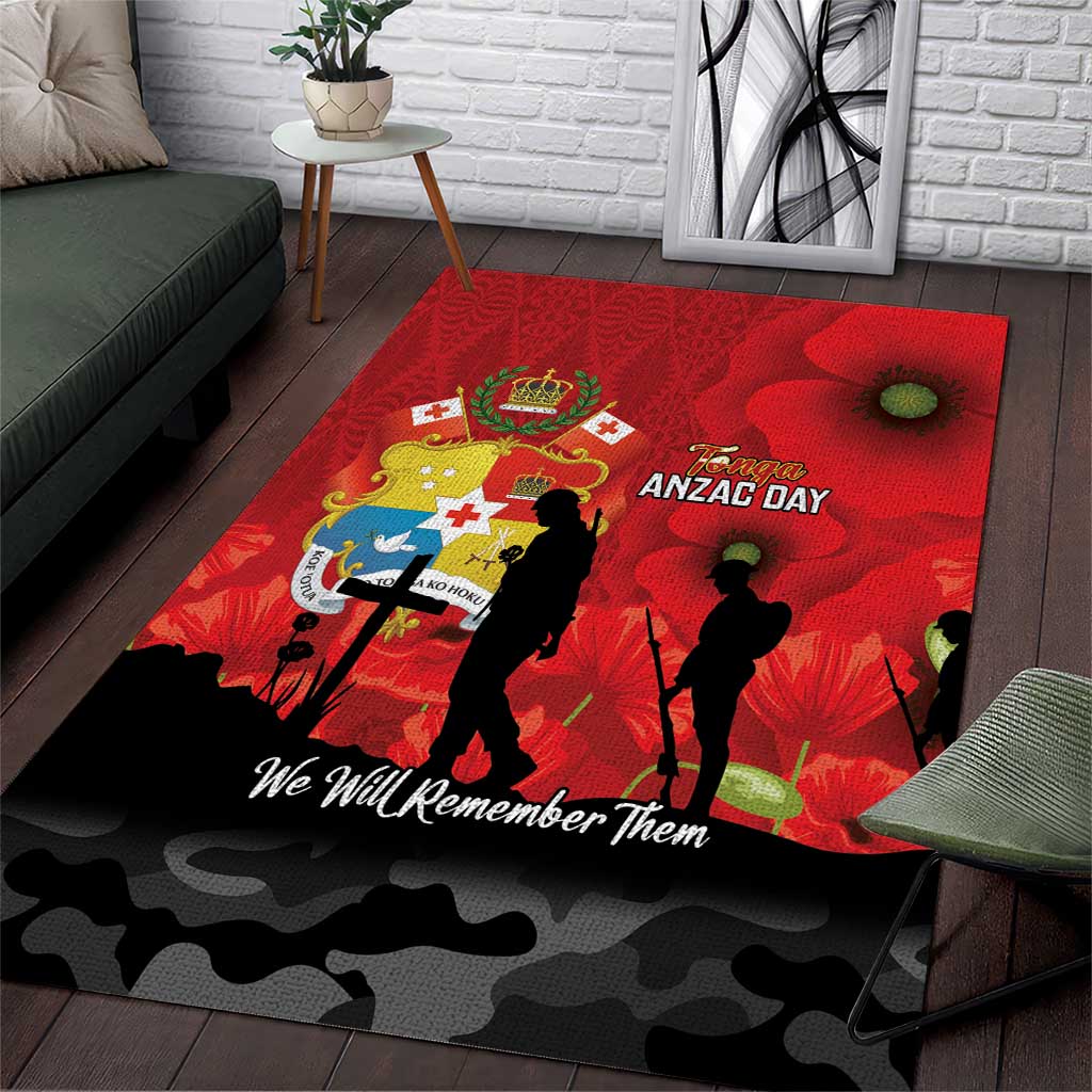 Tonga ANZAC Day Area Rug Ngatu Pattern We Will Remember Them