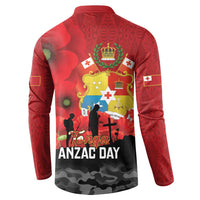 Tonga ANZAC Day Button Sweatshirt Ngatu Pattern We Will Remember Them