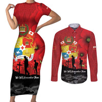Tonga ANZAC Day Couples Matching Short Sleeve Bodycon Dress and Long Sleeve Button Shirt Ngatu Pattern We Will Remember Them