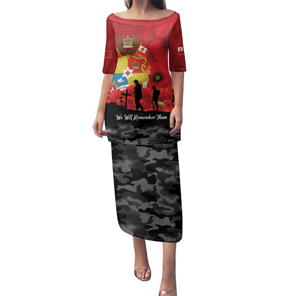 Tonga ANZAC Day Family Matching Puletasi and Hawaiian Shirt Ngatu Pattern We Will Remember Them