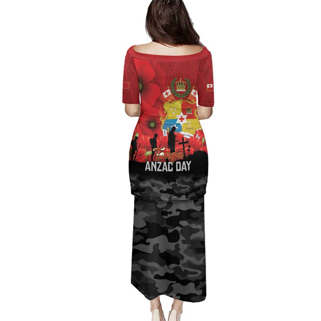 Tonga ANZAC Day Family Matching Puletasi and Hawaiian Shirt Ngatu Pattern We Will Remember Them