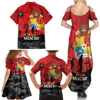 Tonga ANZAC Day Family Matching Summer Maxi Dress and Hawaiian Shirt Ngatu Pattern We Will Remember Them