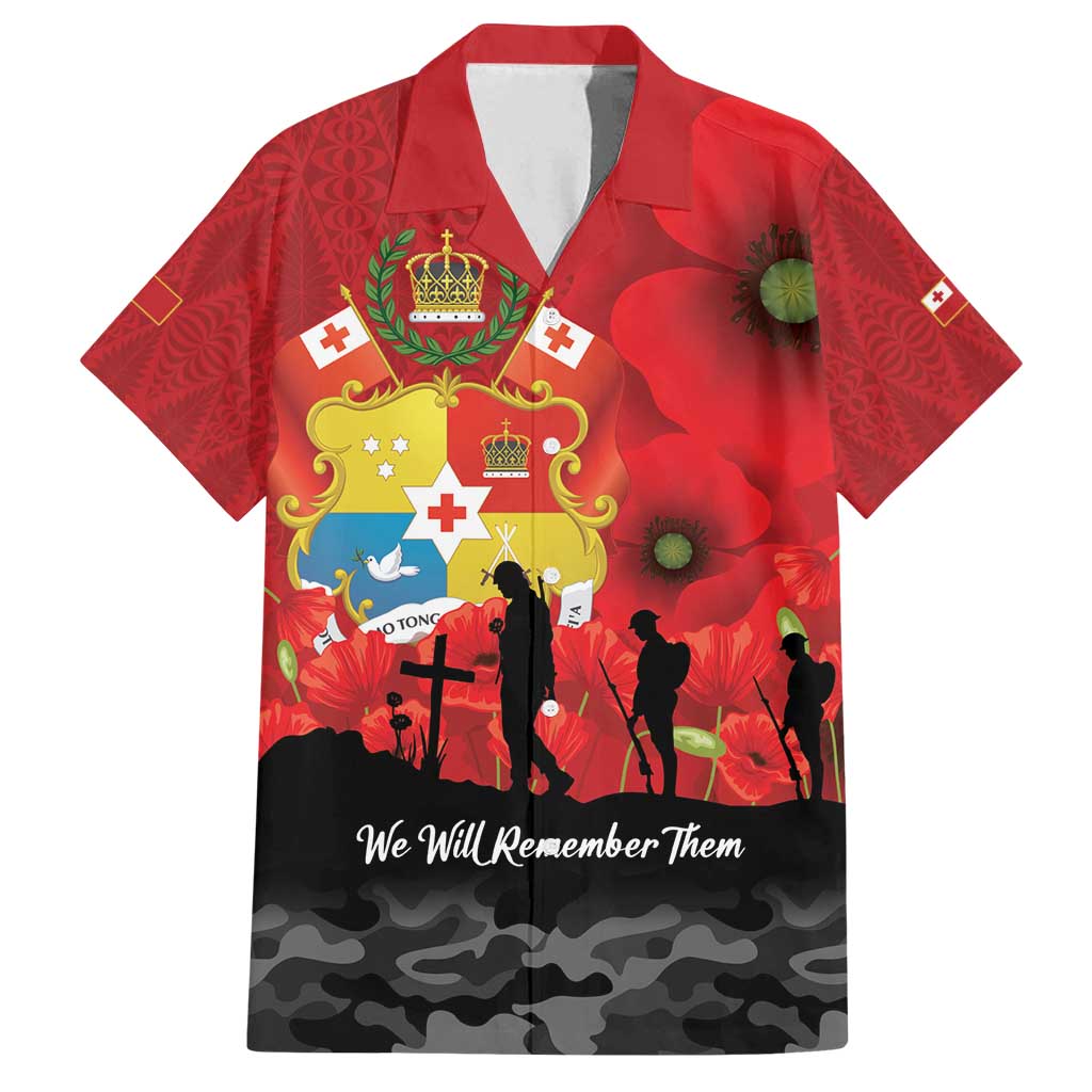 Tonga ANZAC Day Family Matching Summer Maxi Dress and Hawaiian Shirt Ngatu Pattern We Will Remember Them