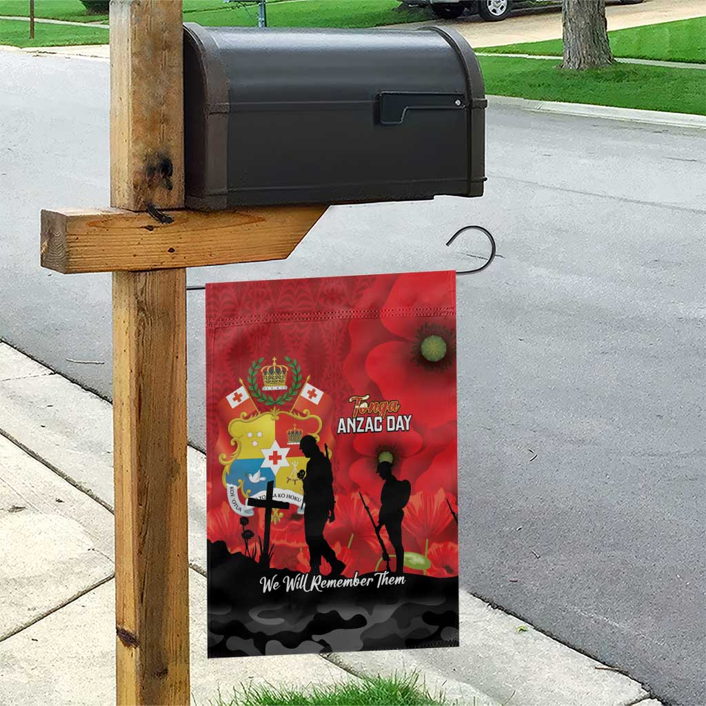 Tonga ANZAC Day Garden Flag Ngatu Pattern We Will Remember Them