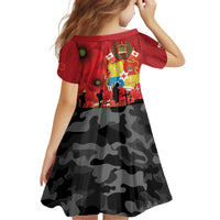 Tonga ANZAC Day Kid Short Sleeve Dress Ngatu Pattern We Will Remember Them