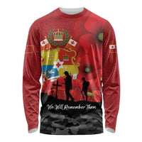 Tonga ANZAC Day Long Sleeve Shirt Ngatu Pattern We Will Remember Them