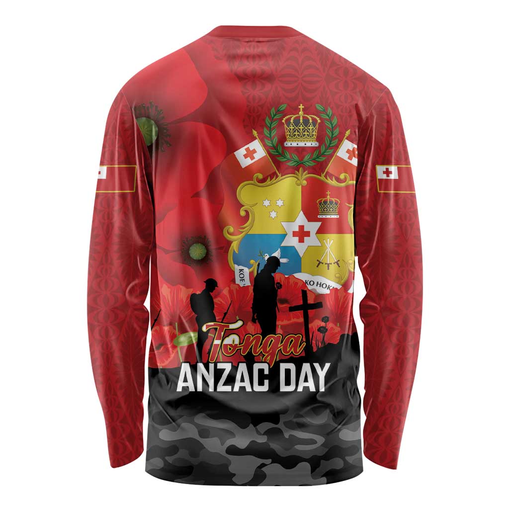 Tonga ANZAC Day Long Sleeve Shirt Ngatu Pattern We Will Remember Them