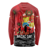 Tonga ANZAC Day Long Sleeve Shirt Ngatu Pattern We Will Remember Them