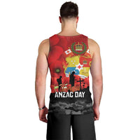 Tonga ANZAC Day Men Tank Top Ngatu Pattern We Will Remember Them