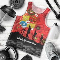 Tonga ANZAC Day Men Tank Top Ngatu Pattern We Will Remember Them