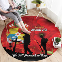 Tonga ANZAC Day Round Carpet Ngatu Pattern We Will Remember Them