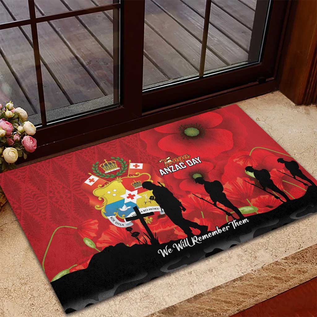 Tonga ANZAC Day Rubber Doormat Ngatu Pattern We Will Remember Them