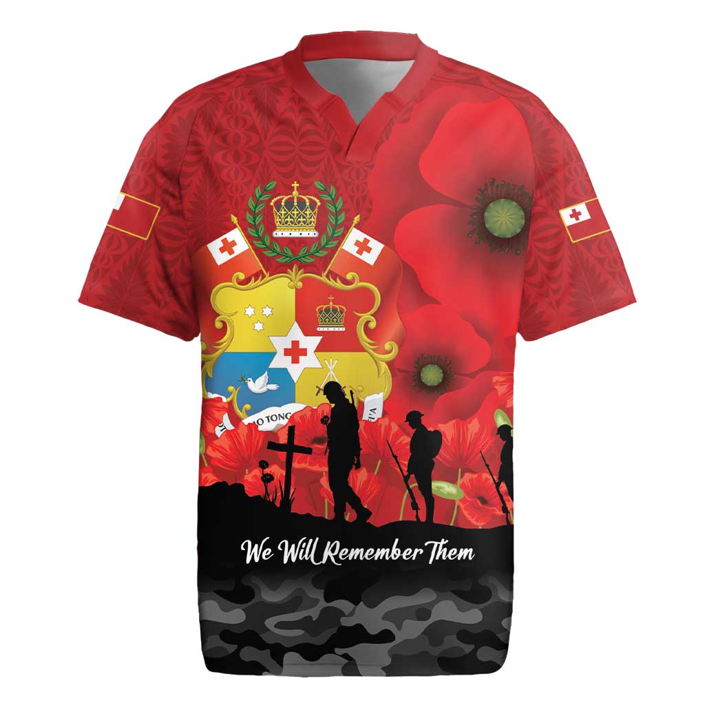 Tonga ANZAC Day Rugby Jersey Ngatu Pattern We Will Remember Them