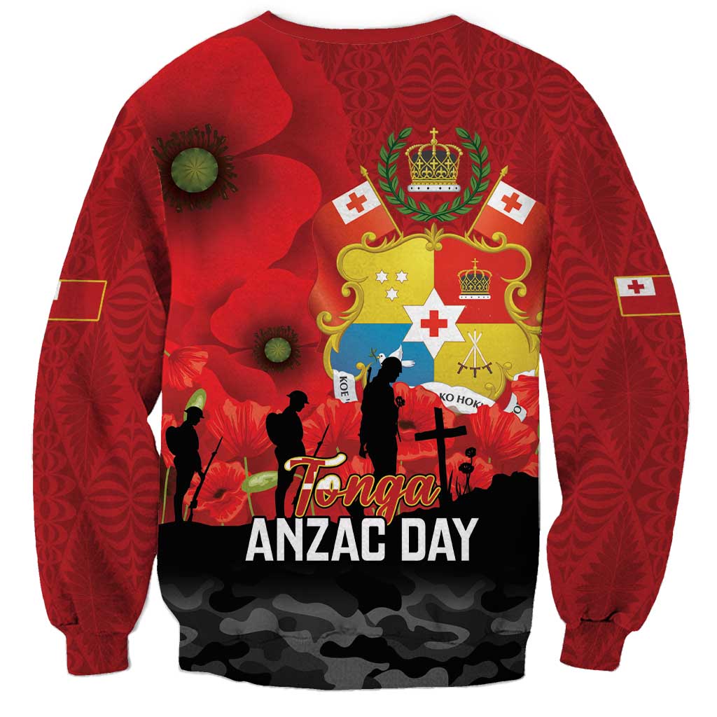 Tonga ANZAC Day Sweatshirt Ngatu Pattern We Will Remember Them