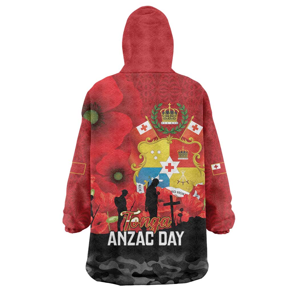 Tonga ANZAC Day Wearable Blanket Hoodie Ngatu Pattern We Will Remember Them LT14 - Polynesian Pride