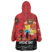 Tonga ANZAC Day Wearable Blanket Hoodie Ngatu Pattern We Will Remember Them LT14 - Polynesian Pride