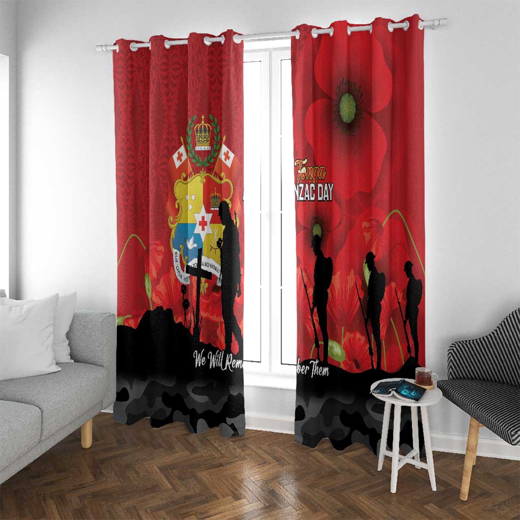 Tonga ANZAC Day Window Curtain Ngatu Pattern We Will Remember Them