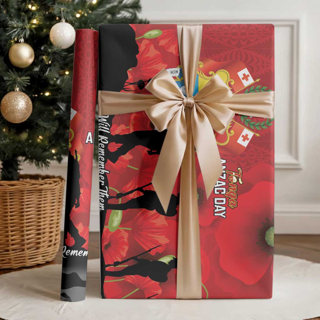 Tonga ANZAC Day Wrapping Paper Ngatu Pattern We Will Remember Them - Polynesian Pride