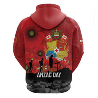 Tonga ANZAC Day Zip Hoodie Ngatu Pattern We Will Remember Them