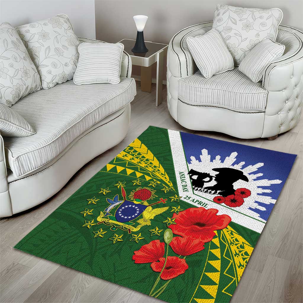 Cook Islands ANZAC Day Area Rug Last Post Lest We Forget LT14 - Polynesian Pride
