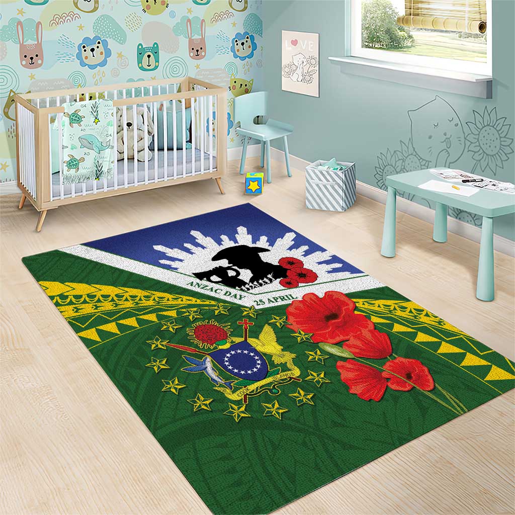 Cook Islands ANZAC Day Area Rug Last Post Lest We Forget LT14 - Polynesian Pride