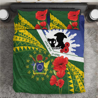 Cook Islands ANZAC Day Bedding Set Last Post Lest We Forget LT14 Green - Polynesian Pride