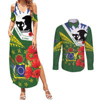 Cook Islands ANZAC Day Couples Matching Summer Maxi Dress and Long Sleeve Button Shirt Last Post Lest We Forget